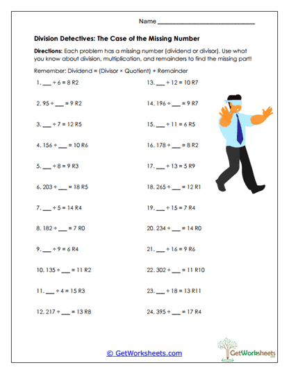 Division Detective Worksheet