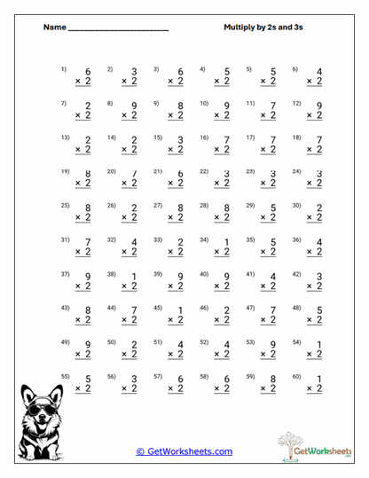 Two-Three Fact Practice Worksheet
