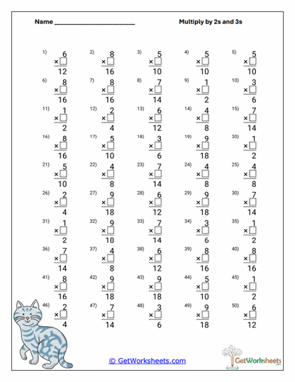 Vertical 2s & 3s Review Worksheet