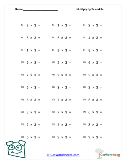 Triple-Facts Builder Worksheet