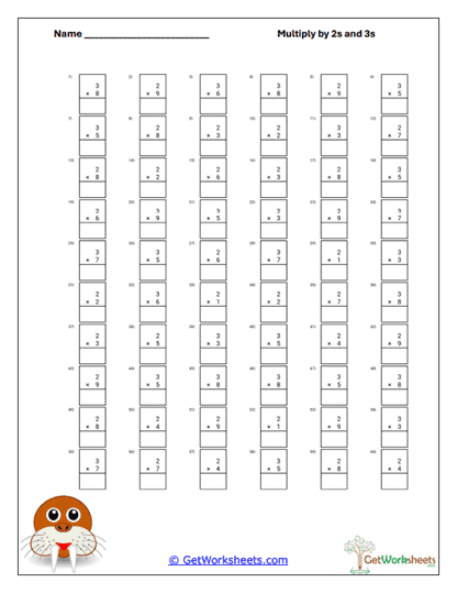 Fill-In Fact Columns Worksheet