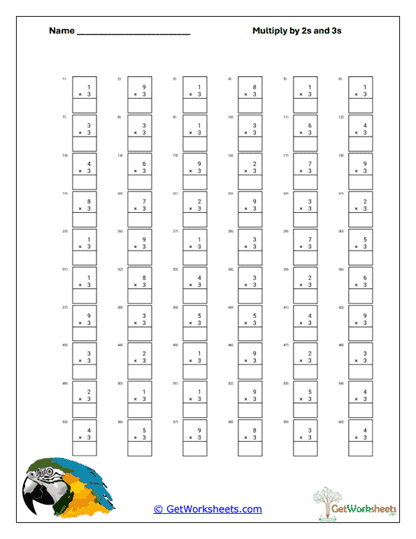 Vertical Multiples Review Worksheet