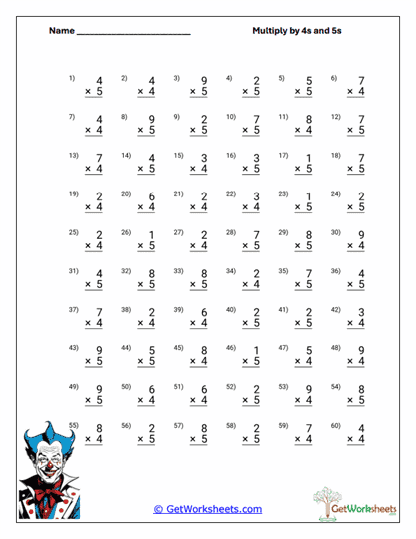 Mixed 4s and 5s Groups Worksheet