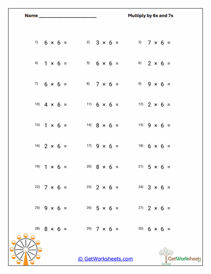 Focused Sixes Practice Worksheet