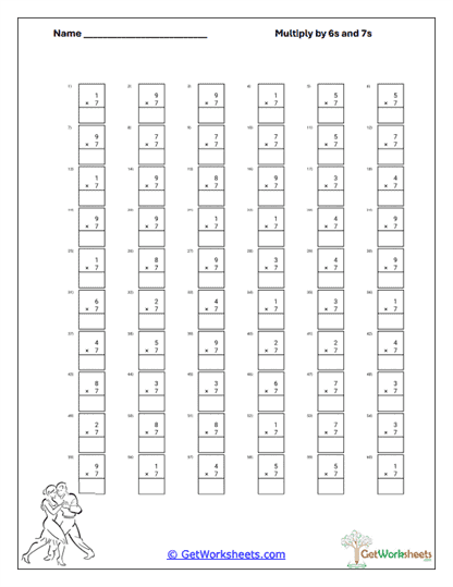 Vertical Seven Drill Worksheet