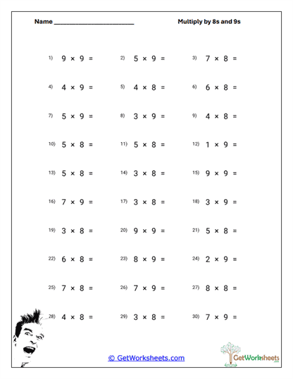 Horizontal 8s Worksheet