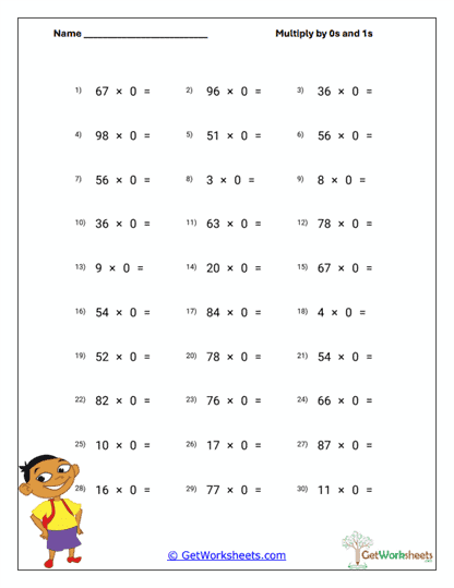 Zero Product Practice Worksheet