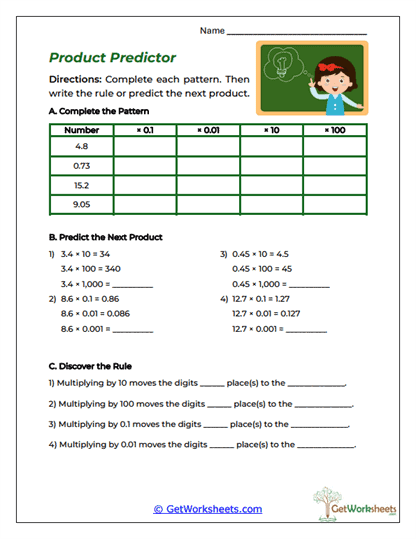 Multiplying Decimals Worksheets
