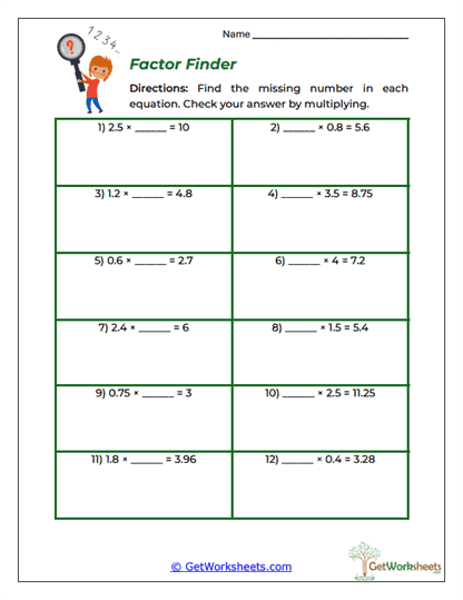 Factor Finder Worksheet