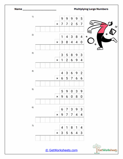Multi-Digit Products Worksheet