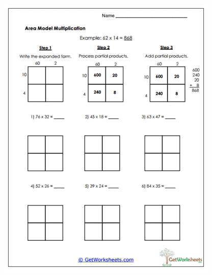 Expanded Area Model Worksheet