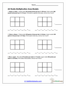 Multiplying with Area Models Worksheets - GetWorksheets.com