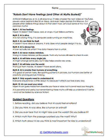 Myths Busted Worksheet