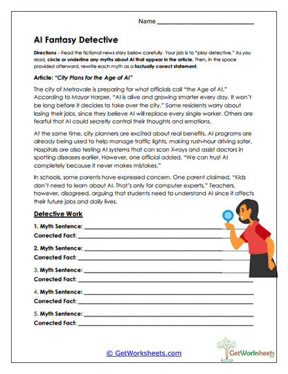 Fantasy Detective Worksheet