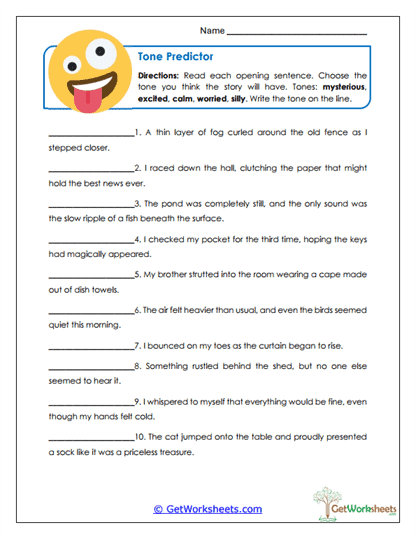 Tone Prediction Worksheet