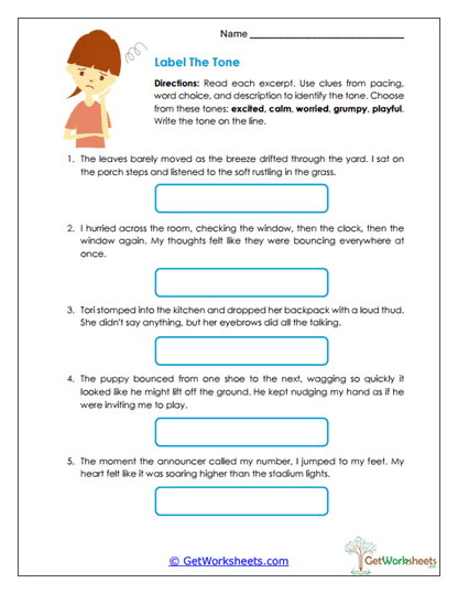 Tone Labeling Worksheet