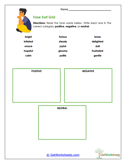 Tone Sort Activity Worksheet