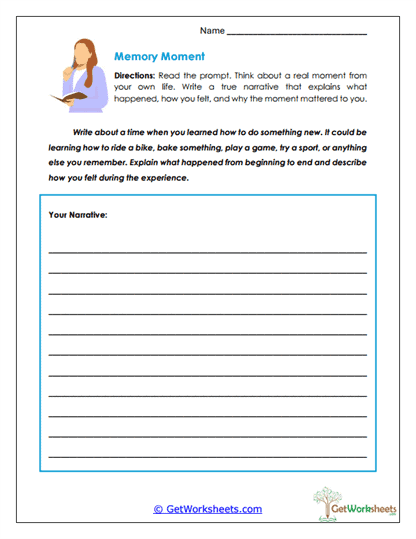Personal Memory Narrative Worksheet