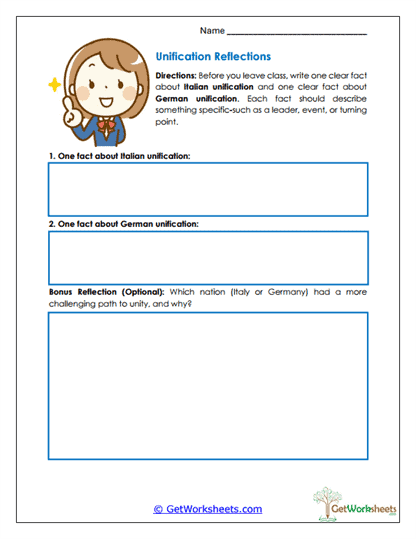 Unification Reflections Worksheet