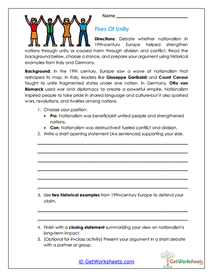 Fires of Unity Worksheet