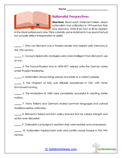 Nationalist Perspectives Worksheet