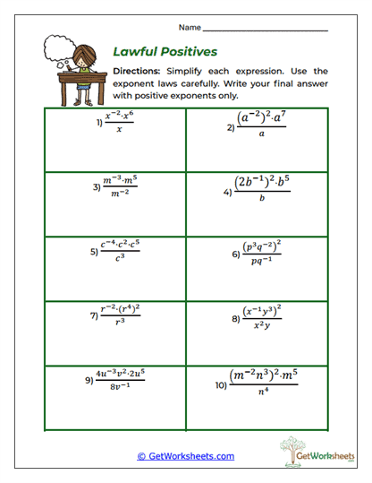 Lawful Positives Worksheet