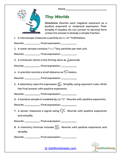 Tiny Worlds Worksheet