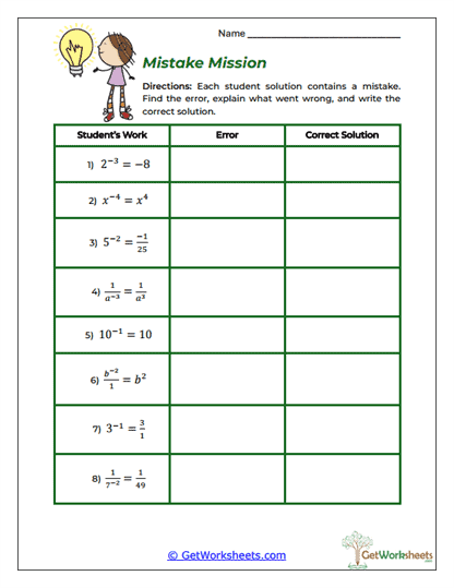 Mistake Mission Worksheet