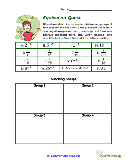 Equivalent Quest Worksheet