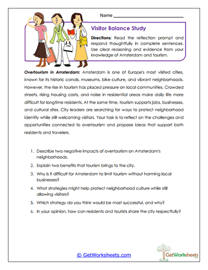 Overtourism Reflection Worksheet
