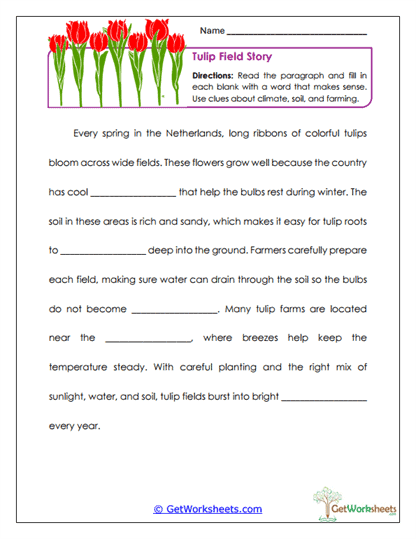 Tulip Farming Worksheet