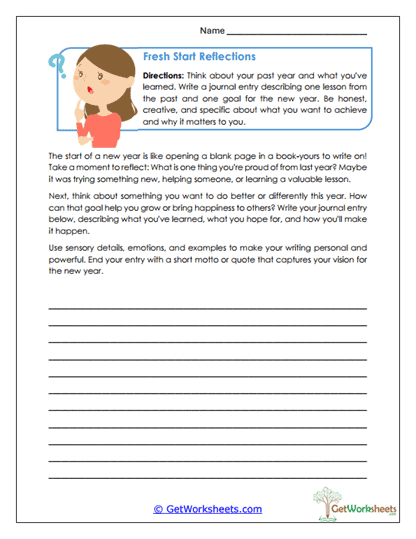 New Beginnings Worksheet