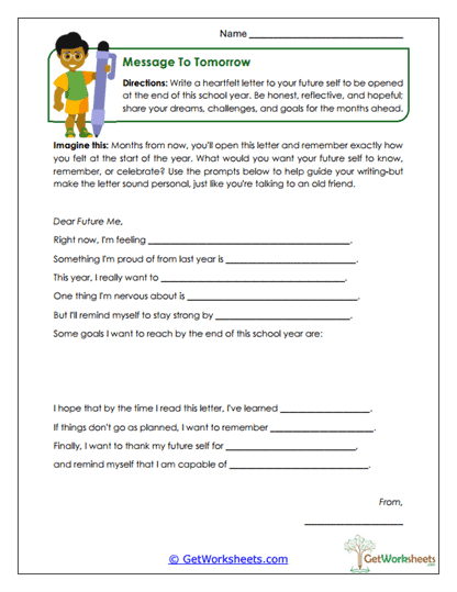 Letter to Future Self Worksheet
