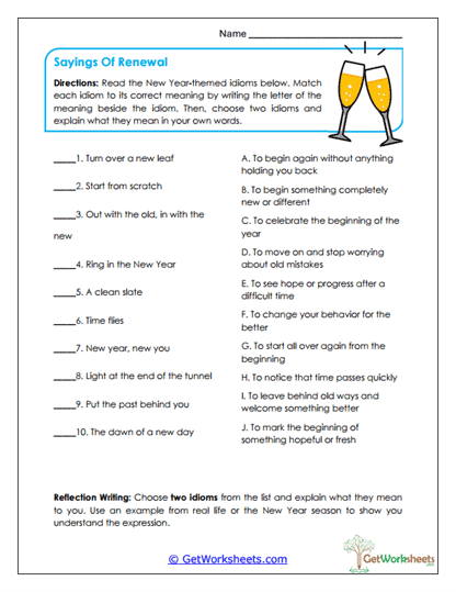 Idioms of Renewal Worksheet