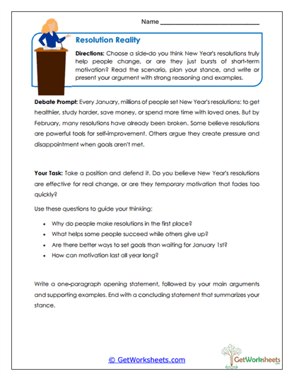 Resolution Debate Worksheet
