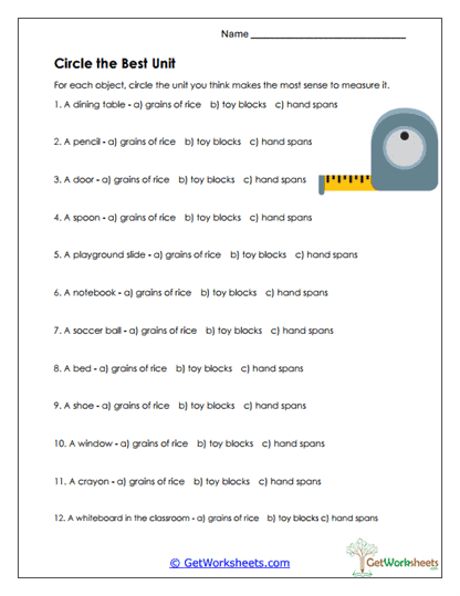 Choosing the Best Unit Worksheet