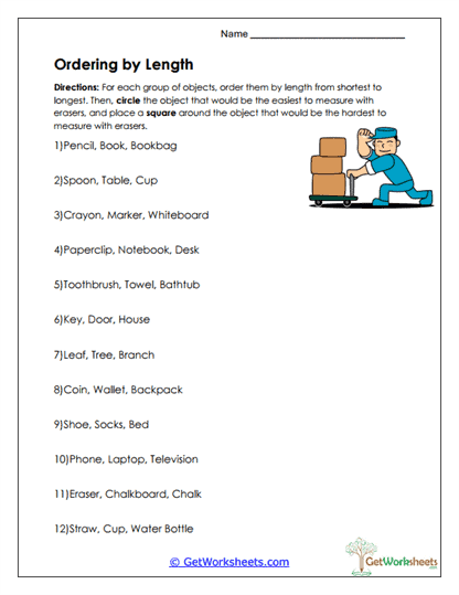 Ordering by Length Worksheet