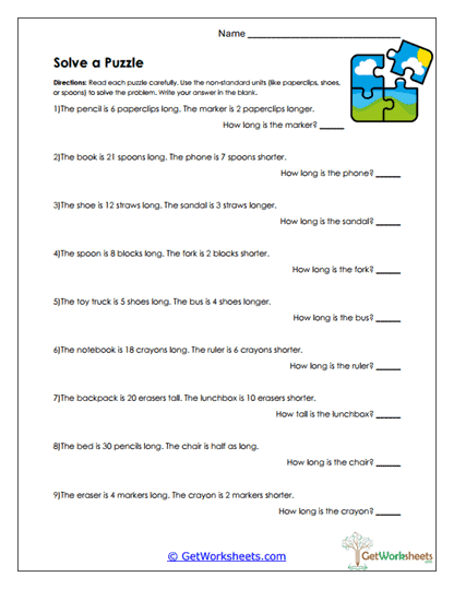 Solving Measurement Puzzles Worksheet
