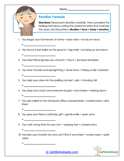 Emotion Formula Worksheet