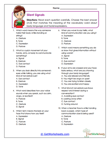 Silent Signals Worksheet