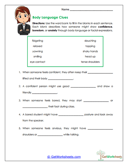 Body Language Clues Worksheet