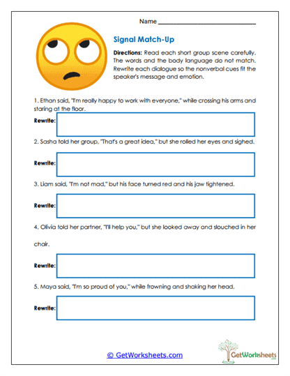 Signal Match-Up Worksheet