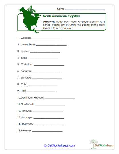 Capital Match Worksheet