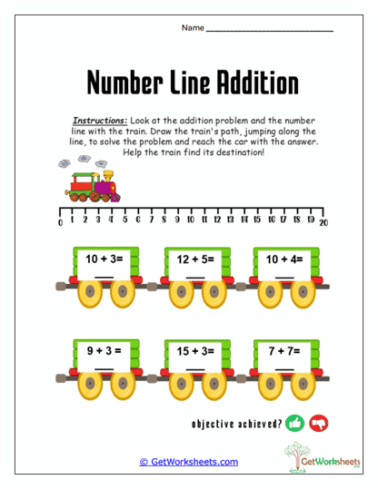 Train Cars Addition Practice Worksheet