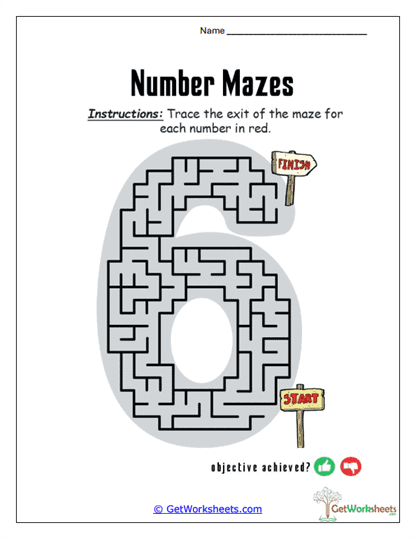 Six-Side Maze Journey Worksheet