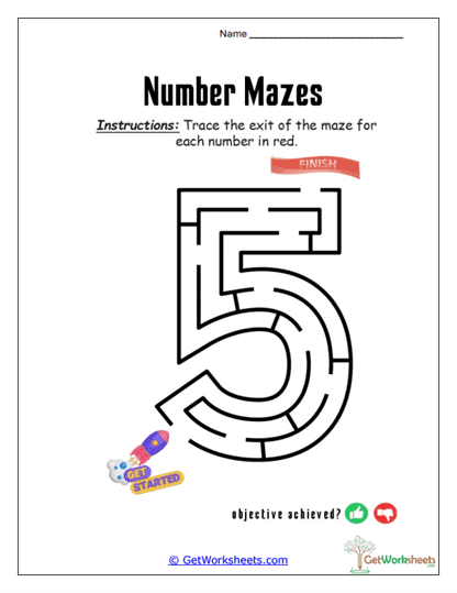 High-Five Maze Path Worksheet