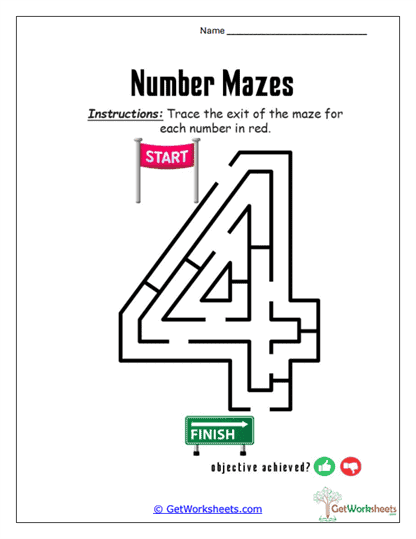 Number Nine Navigation Maze Worksheet