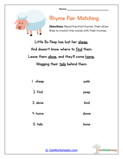 Match the Pairs Worksheet
