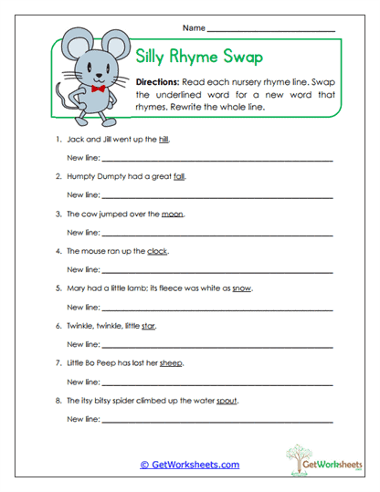 Swap the Line Worksheet