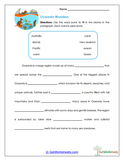 Fill-In Banks Worksheet